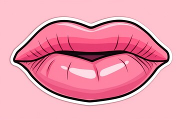 illustration of lips in soft pink background. generative ai