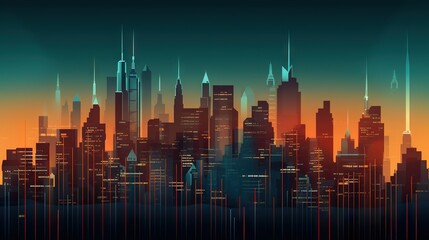  a cityscape with a lot of tall buildings in the background.  generative ai