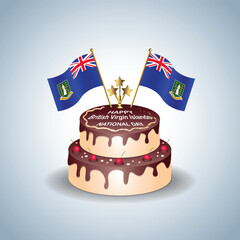 British Virgin Islands National Day with a Cake .Vector Illustration