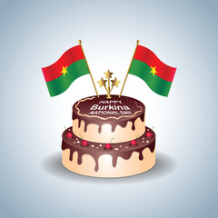 Burkina National Day with a Cake .Vector Illustration