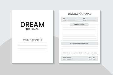 Dream Journal Planner KDP Interior- low content I Logbook journal
