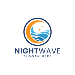 The logo depicts the atmosphere of the night at sea.