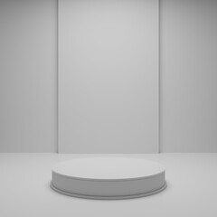 White podium with white background