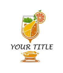 Restaurant, cafe, food service logo with orange juice icon, modern concept. colorful.