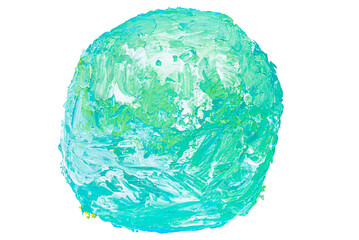 Cutout green,blue, white, acrylic painting design element.