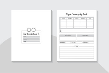 Crypto Currency Logbook kdp Interior: Trading Tracker
