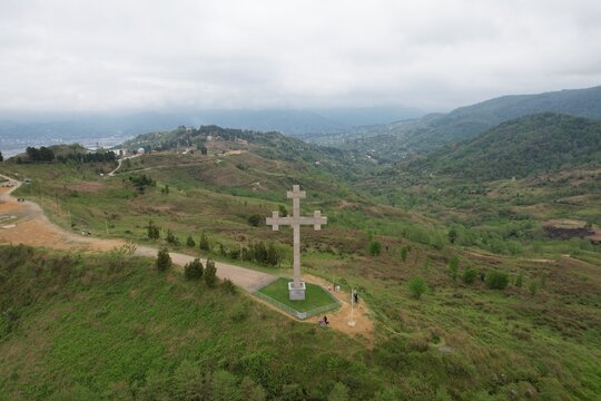 View from the mountain with a cross in Gonio