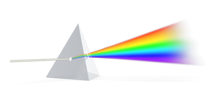 Glass Pyramid Refraction of Light Spectrum on transparent background