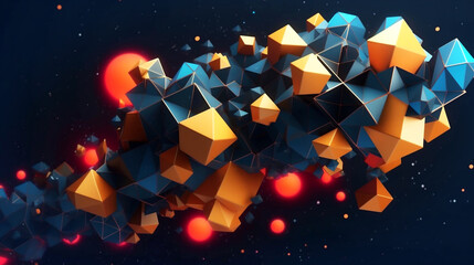 Cosmic Chaos: Abstract 3D Astro Cubes