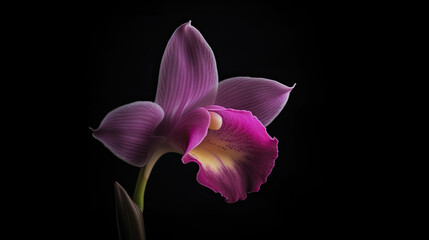 Fototapeta na wymiar pink orchid isolated on black one petal of orchid night photography