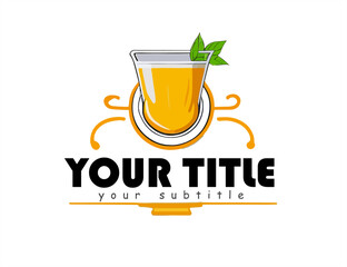 Restaurant, cafe, food service logo with orange juice icon, modern concept. colorful.