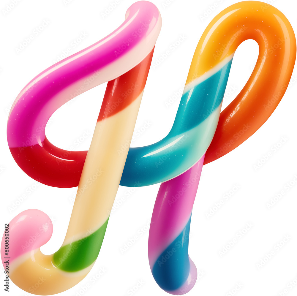 Poster colorful letter made in shape of a sweet candy. created using generative ai technology.