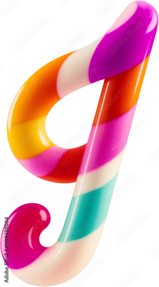 Poster colorful letter made in shape of a sweet candy. created using generative ai technology.