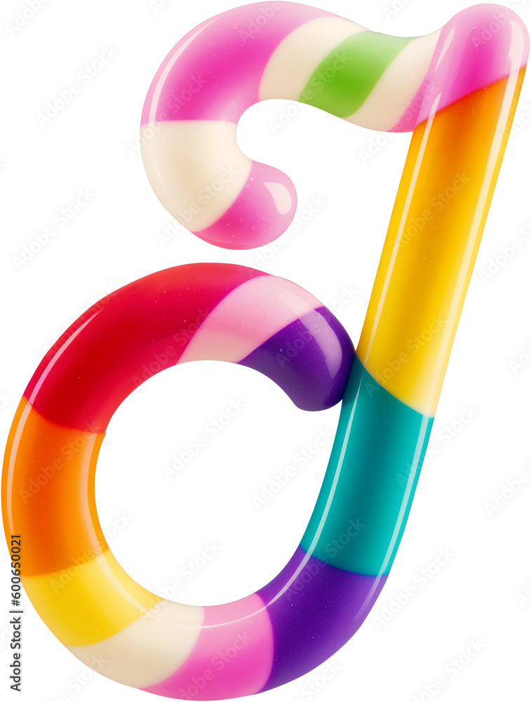 Aufkleber colorful letter made in shape of a sweet candy. created using generative ai technology.