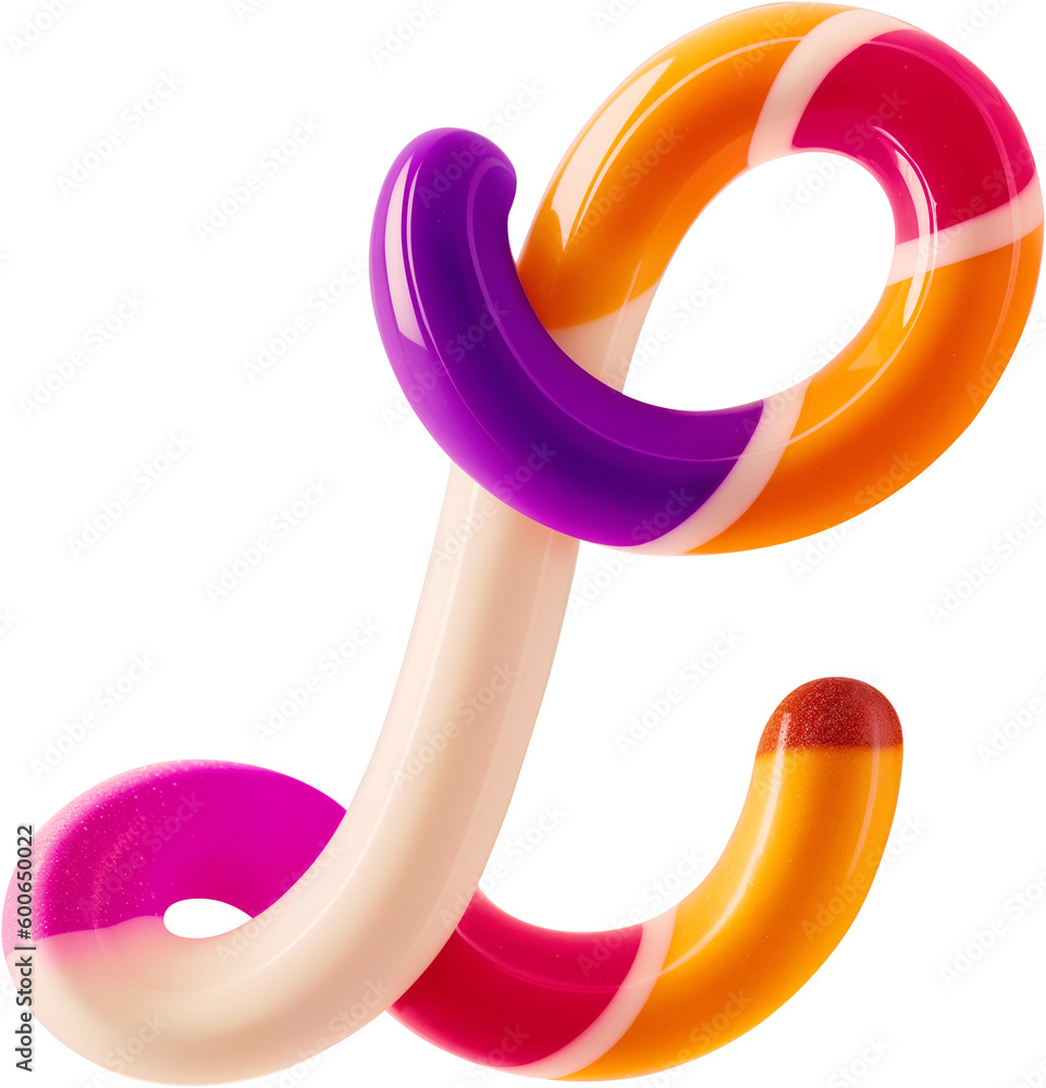 Poster colorful letter made in shape of a sweet candy. created using generative ai technology.