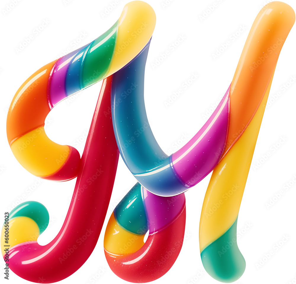 Poster colorful letter made in shape of a sweet candy. created using generative ai technology.