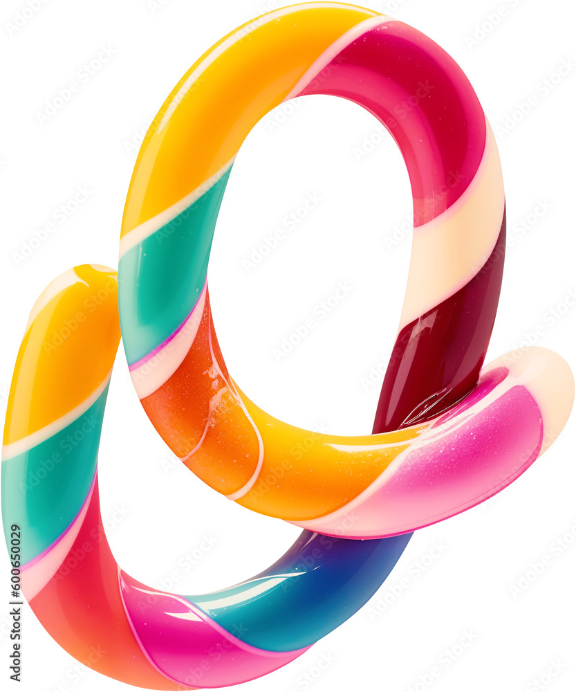 Poster colorful letter made in shape of a sweet candy. created using generative ai technology.