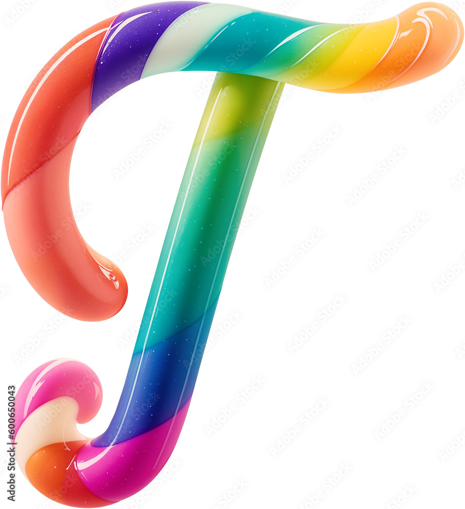 Poster colorful letter made in shape of a sweet candy. created using generative ai technology.