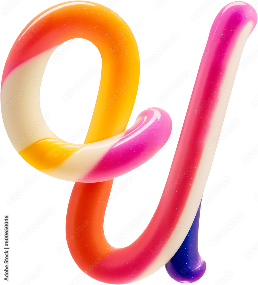 Aufkleber colorful letter made in shape of a sweet candy. created using generative ai technology.