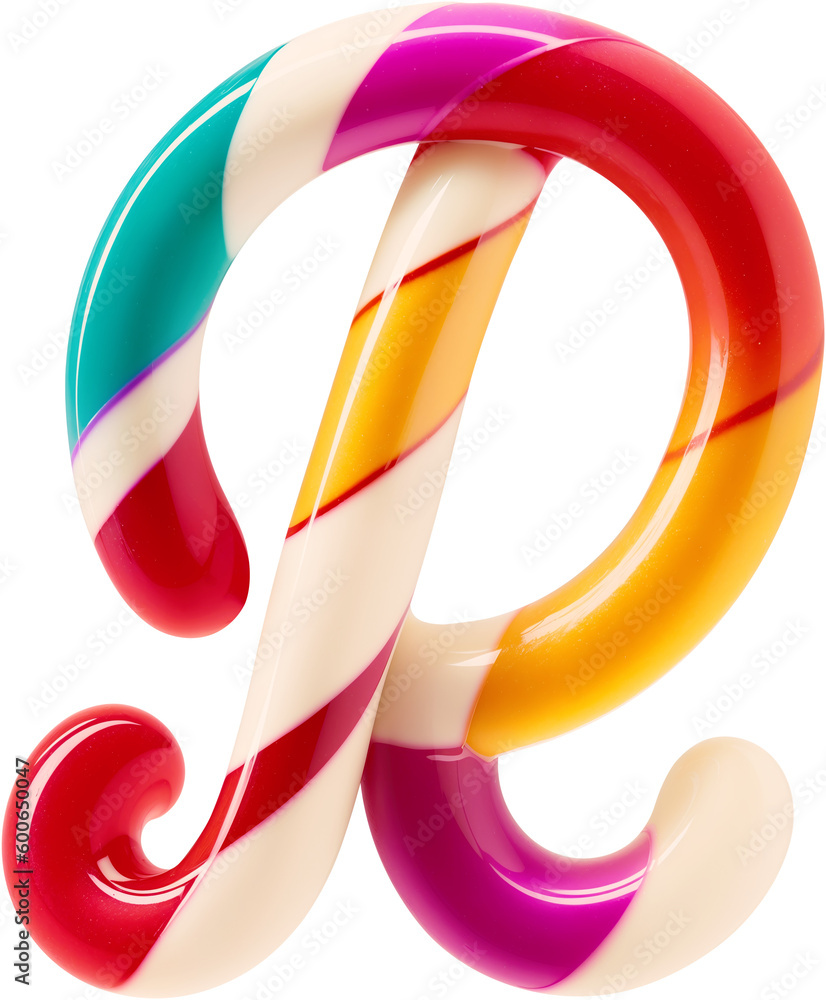 Aufkleber colorful letter made in shape of a sweet candy. created using generative ai technology.