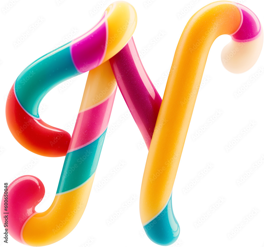 Poster colorful letter made in shape of a sweet candy. created using generative ai technology.