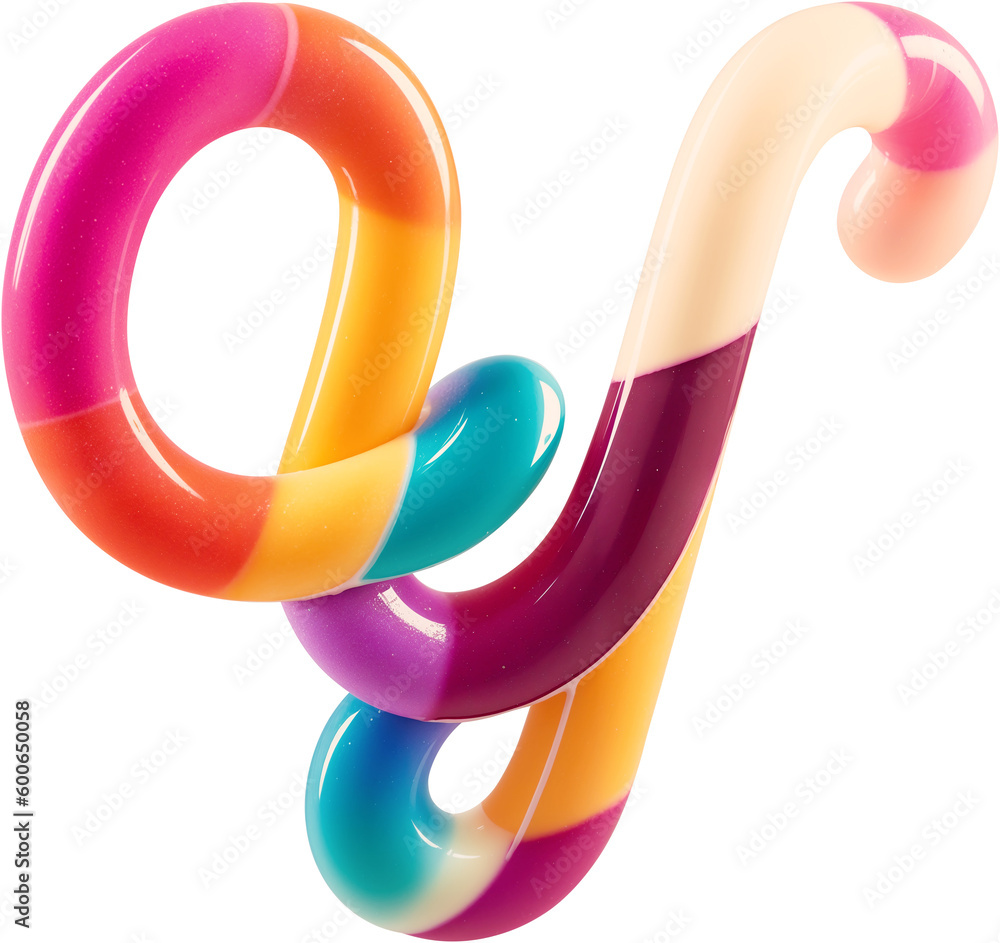 Poster colorful letter made in shape of a sweet candy. created using generative ai technology.