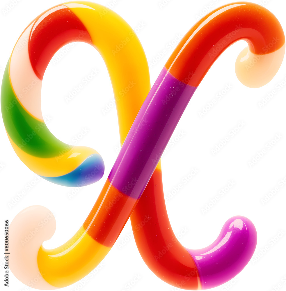 Poster colorful letter made in shape of a sweet candy. created using generative ai technology.
