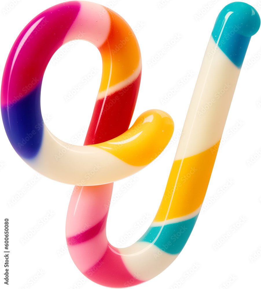 Aufkleber colorful letter made in shape of a sweet candy. created using generative ai technology.
