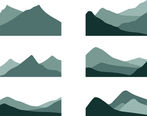 set of mountains. Set of mountains icons. Flat style. Vector illustration isolated on white background.