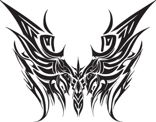 butterfly wings drawing vector black on white
