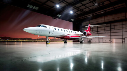 Luxorious Business Jet in Hangar Generative AI