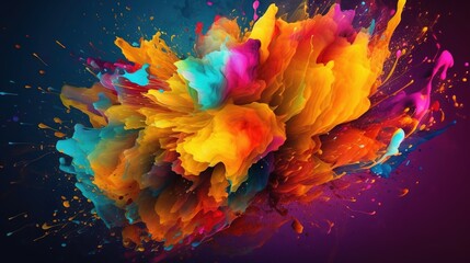  a colorful explosion of paint on a black background with a dark background.  generative ai