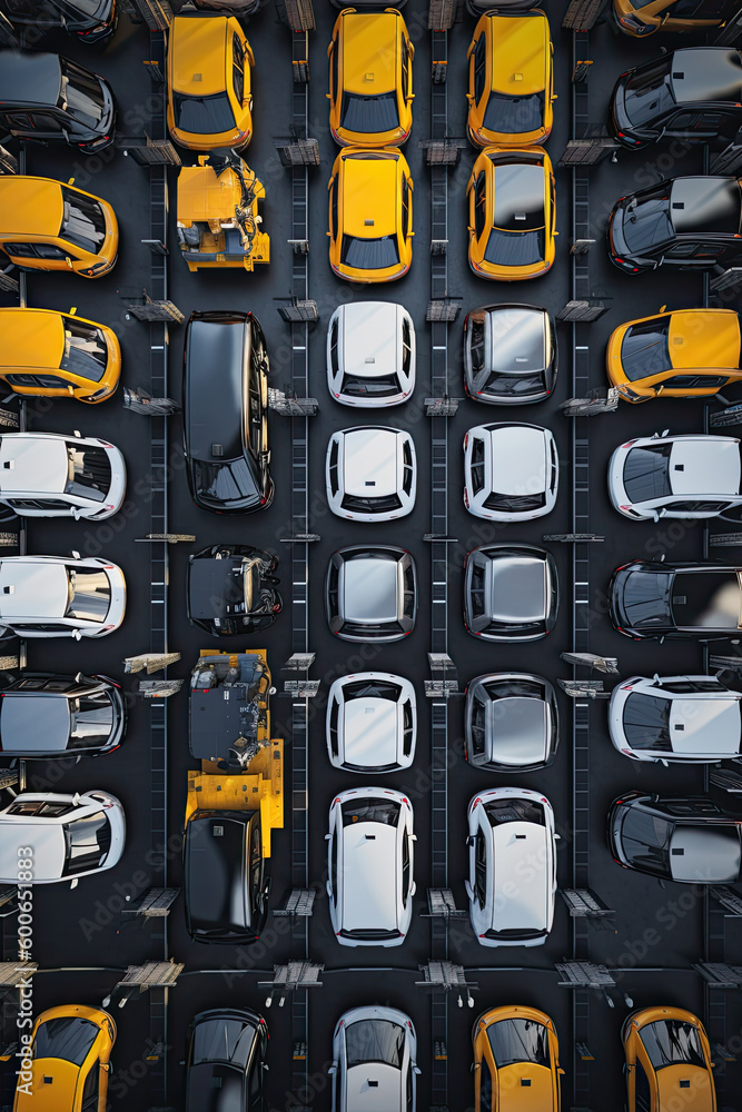Poster automobile assembly line production generative ai