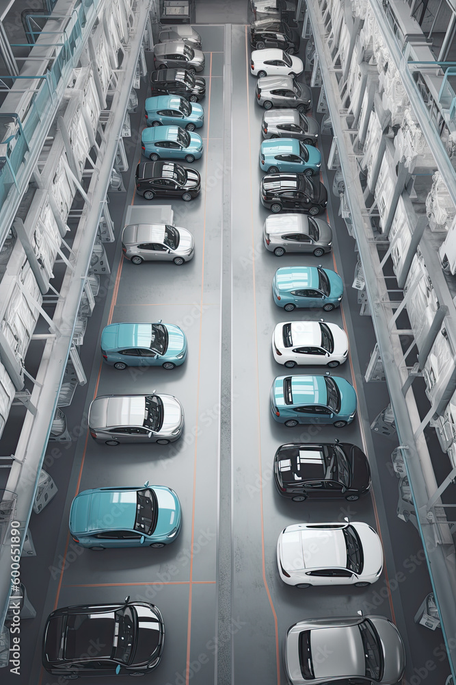 Poster automobile assembly line production generative ai