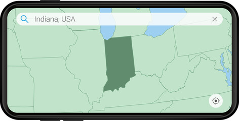 Searching map of Indiana in Cell phone.