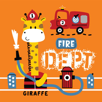 giraffe the fire rescue funny animal cartoon