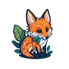 Obraz premium Fox Sticker illustration, Png Image Ready To Use. Animal Sticker Design Series