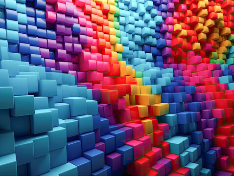 texture and background from many volumetric cubes at different levels. 