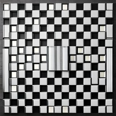 A geometric design with squares and rectangles arranged in a checkerboard pattern, in shades of black and white3, Generative AI