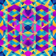 A kaleidoscopic design with overlapping triangles in shades of purple and pink3, Generative AI