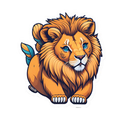 Lion Sticker illustration, Png Image Ready To Use. Animal Sticker Design Series