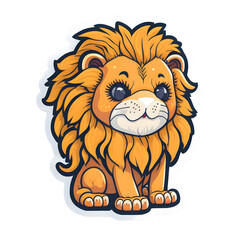 Obraz premium Lion Sticker illustration, Png Image Ready To Use. Animal Sticker Design Series