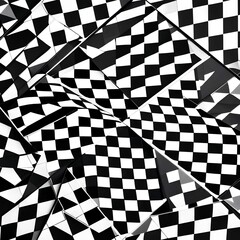 A geometric design with squares and rectangles arranged in a checkerboard pattern, in shades of black and white1, Generative AI