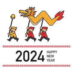 長崎くんちのイラスト　2024年賀状素材