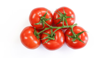 grappe de tomates rouges, en gros plan, isolé sur un fond blanc