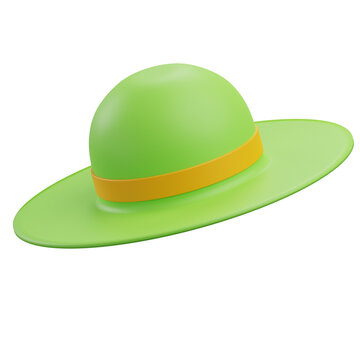 Summer hat 3d illustration with transparent background