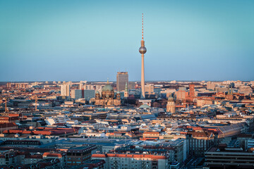 Aerial view of the Berlin cityscpape, TV Tower