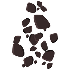 Falling brown stones or ground isolated on white. Clipart.