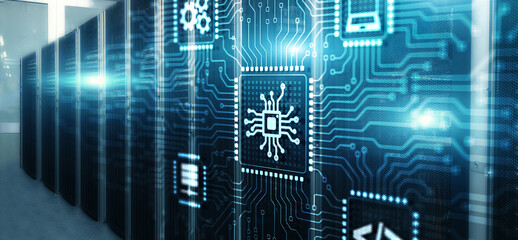 Icon CPU central processor unit on abstract background