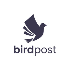 Unique logo combination of bird and book or paper